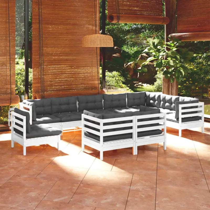 Lounge tuinset van massief grenenhout voor ontspanning en gezelligheid - Wit - Tuinsets