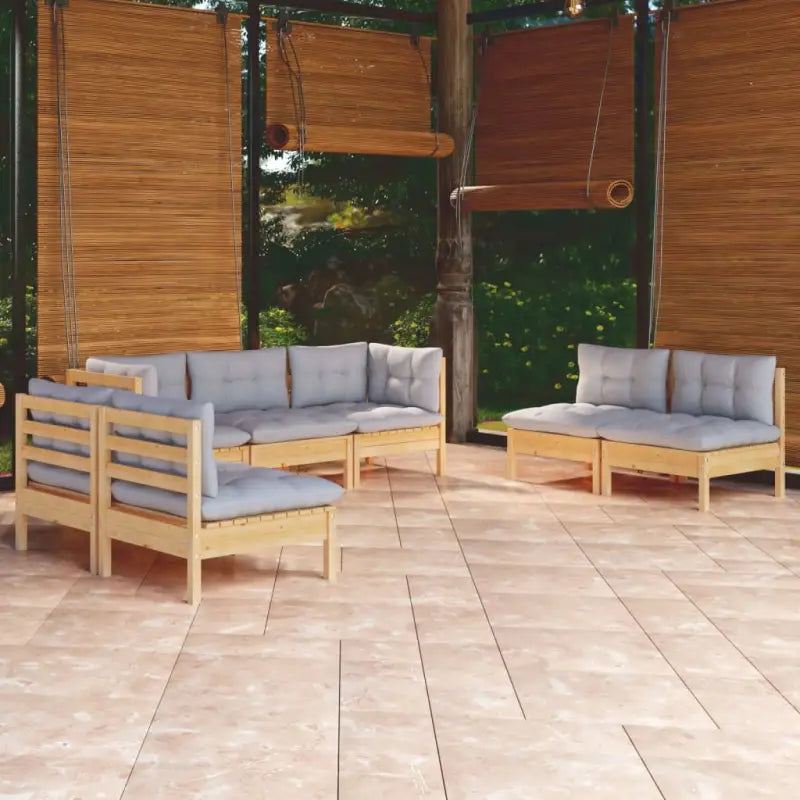 Lounge Tuinset van Massief Grenenhout voor Ontspanning en Gezelligheid - Bruin en grijs - Tuinsets