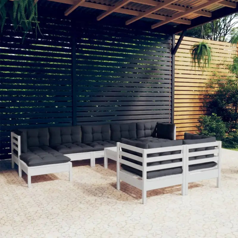 Lounge tuinset van massief grenenhout voor ontspanning en gezelligheid - Wit - Tuinsets
