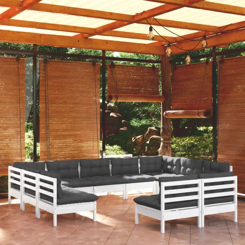 Lounge tuinset van massief grenenhout voor ontspanning en gezelligheid - Wit - Tuinsets