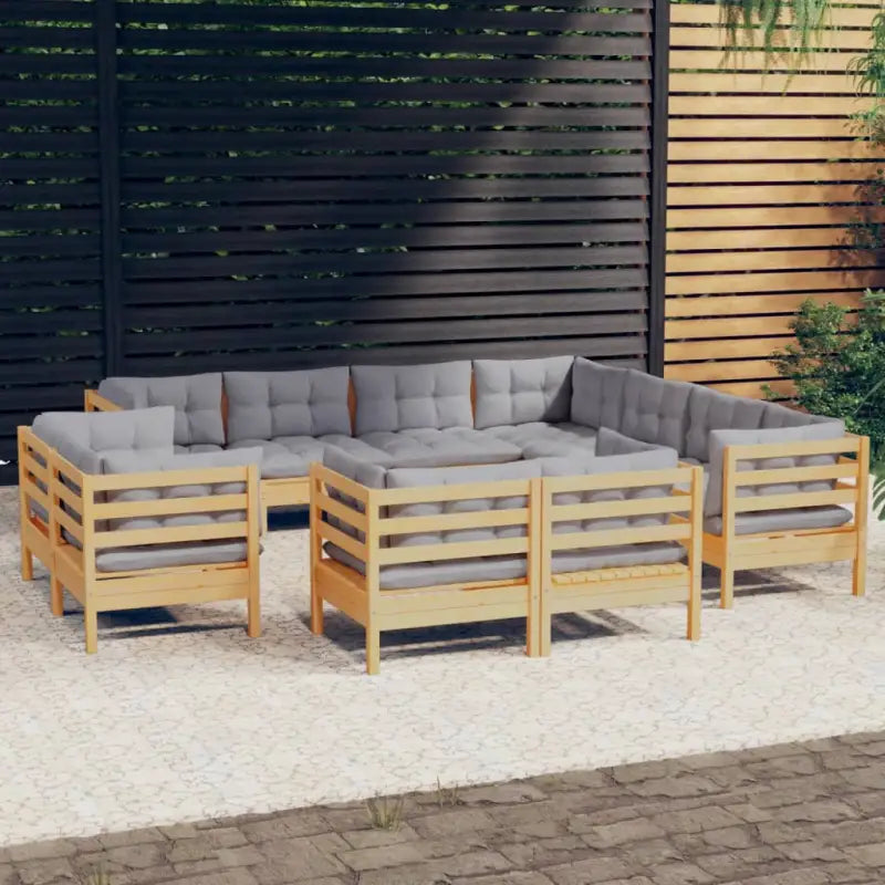Lounge Tuinset van Massief Grenenhout voor Ontspanning en Gezelligheid - Bruin en grijs - Tuinsets