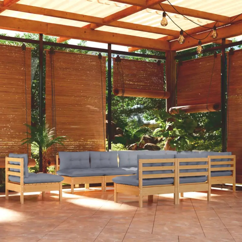 Lounge Tuinset van Massief Grenenhout voor Ontspanning en Gezelligheid - Bruin en grijs - Tuinsets