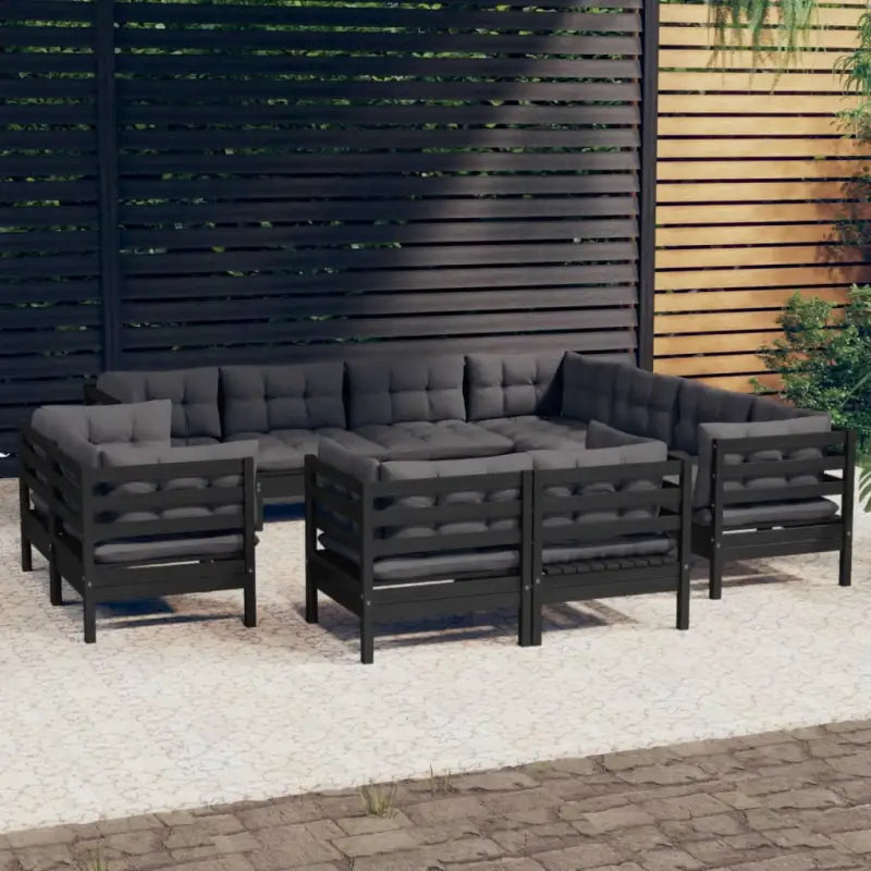 Lounge Tuinset van Massief Grenenhout voor Ontspanning en Gezelligheid - Zwart - Tuinsets