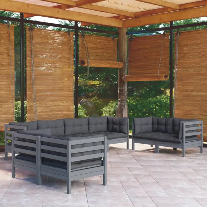 Lounge tuinset van massief grenenhout voor ontspanning en samenkomen - Grijs - Tuinsets