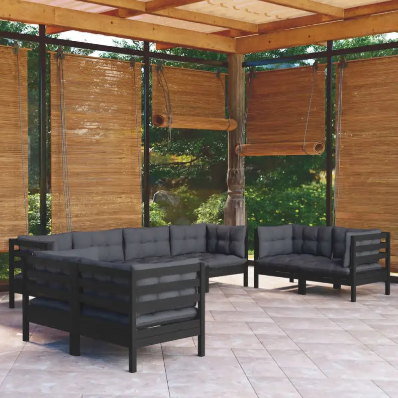Lounge tuinset van massief grenenhout voor ontspanning en samenkomen - Zwart - Tuinsets