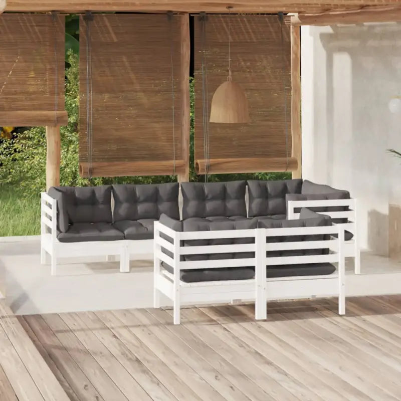 Lounge Tuinset van massief grenenhout voor ontspanning en samenzijn - Wit - Tuinsets