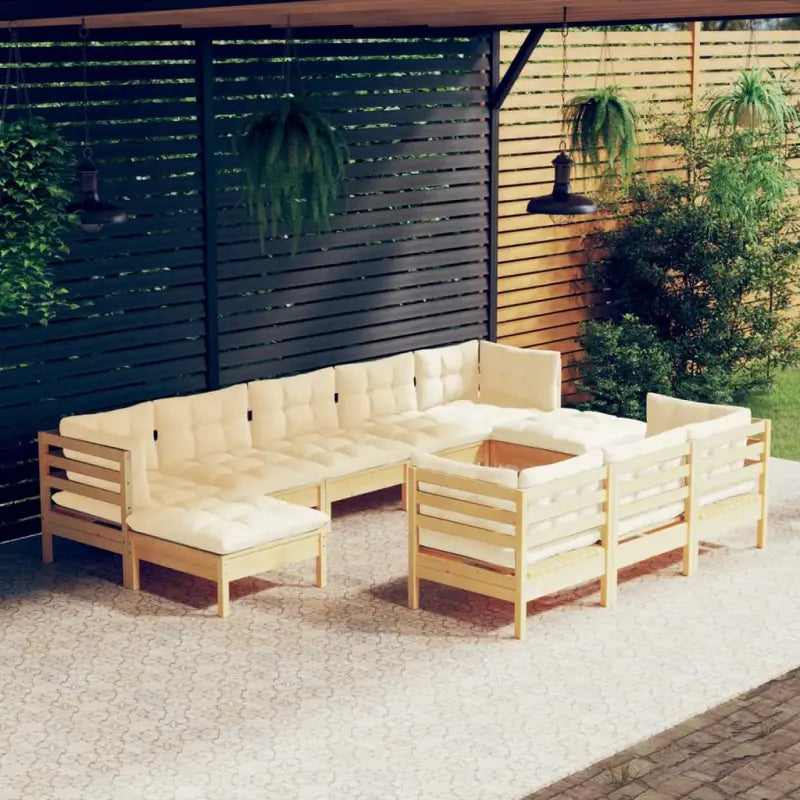 Lounge tuinset van massief grenenhout voor ontspanning en samenzijn - Bruin en crème - Tuinsets