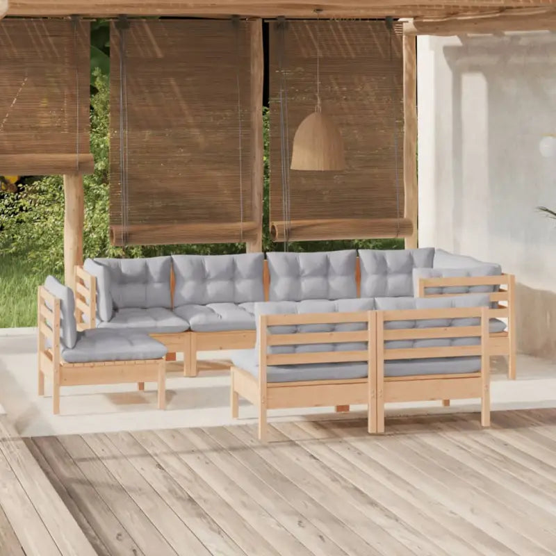 Lounge tuinset van massief grenenhout voor ontspanning en samenzijn - Bruin en grijs - Tuinsets