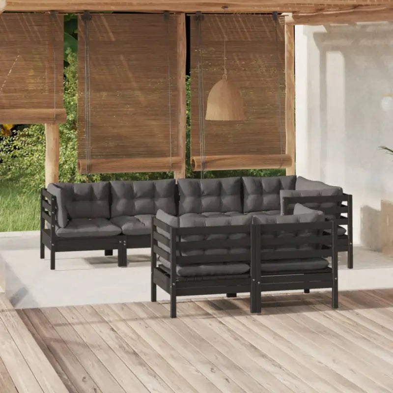 Lounge Tuinset van massief grenenhout voor ontspanning en samenzijn - Zwart - Tuinsets