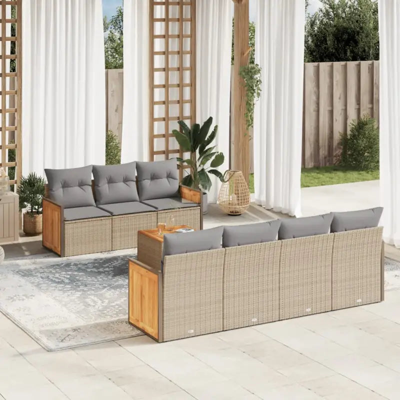 Lounge tuinset van poly rattan en gepoedercoat staal in zwart materiaal - Beige en grijs - Tuinsets