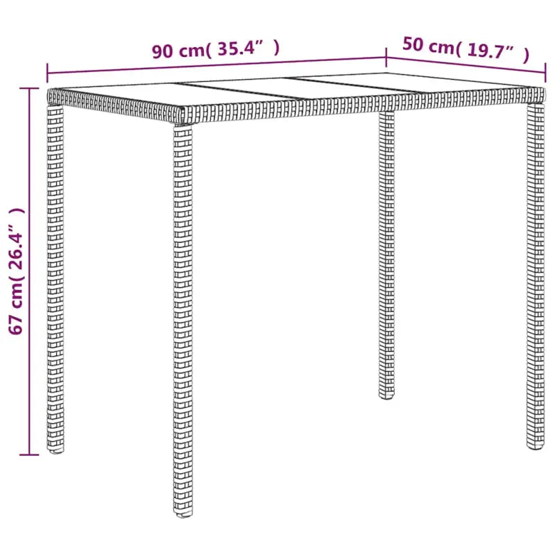 Lounge tuinset van poly rattan en gepoedercoat staal met afmetingen - Tuinsets