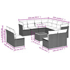 Lounge tuinset van poly rattan en gepoedercoat staal met ideale afmetingen - Grijs - Tuinsets