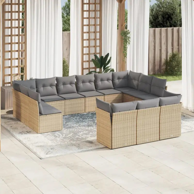 Lounge tuinset van Poly Rattan met comfortabele zitervaring en gepoedercoat staal - Beige en grijs / Zonder tafel