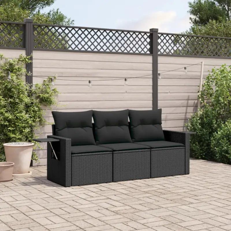 Lounge tuinset van poly rattan met comfortabele zitervaring en gepoedercoat staal - Zwart / Zonder tafel - Tuinsets