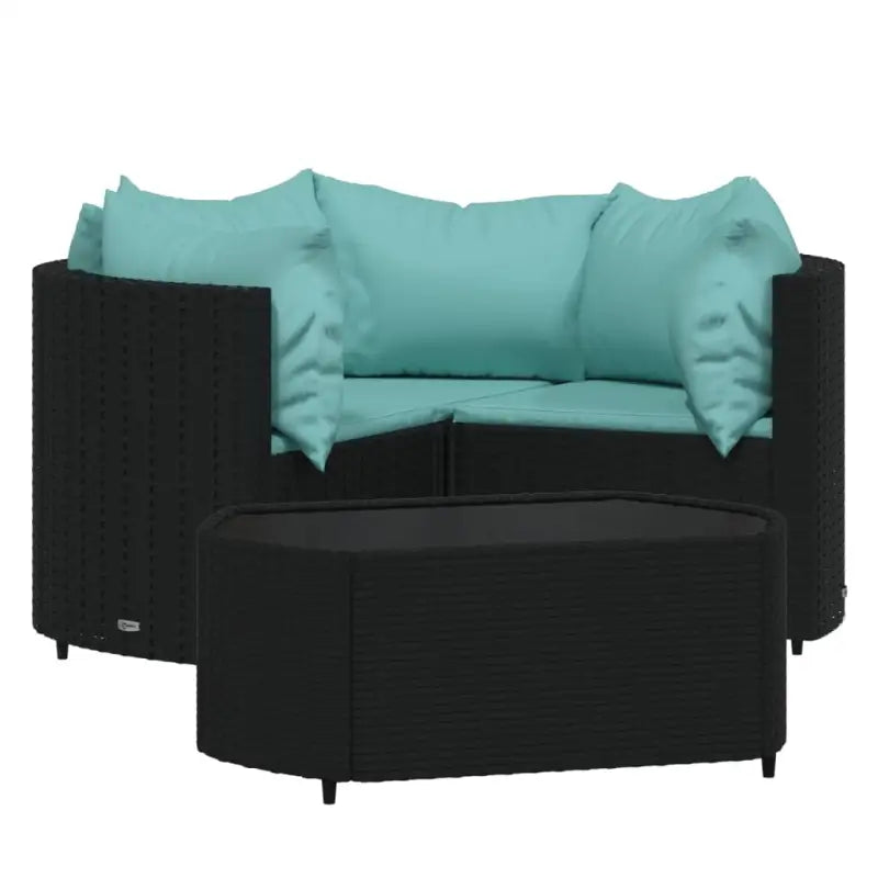 Lounge Tuinset van Poly Rattan met Eenvoudig Schoon en Geharde Glas - Tuinsets