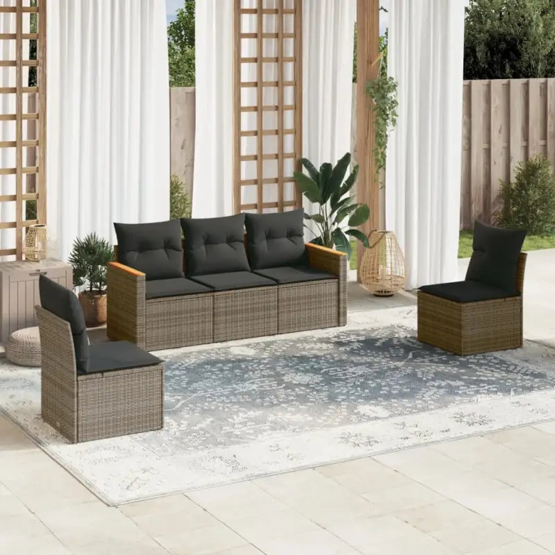 Lounge tuinset van poly rattan met wasbare hoes en gepoedercoat staal - Grijs / Zonder tafel - Tuinsets