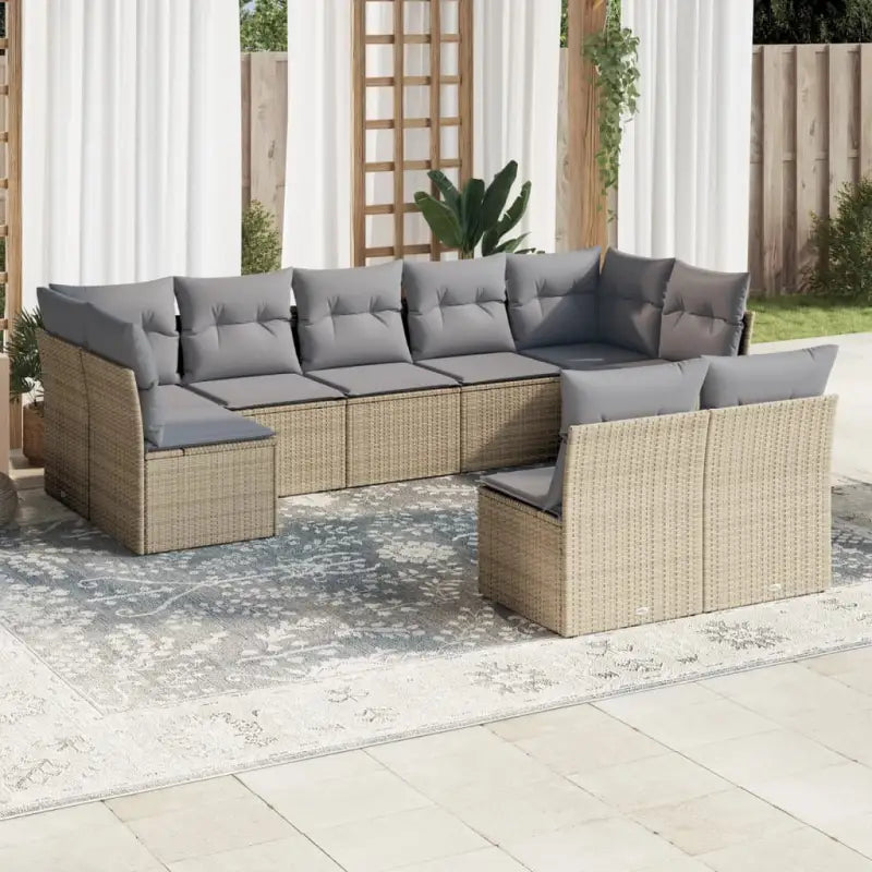 Lounge Tuinset van Poly Rattan Met Waterdichte Tas en Gepoedercoat Staal - Beige en grijs / Zonder tafel - Tuinsets