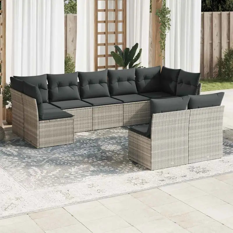 Lounge Tuinset van Poly Rattan Met Waterdichte Tas en Gepoedercoat Staal - Lichtgrijs / Zonder tafel - Tuinsets