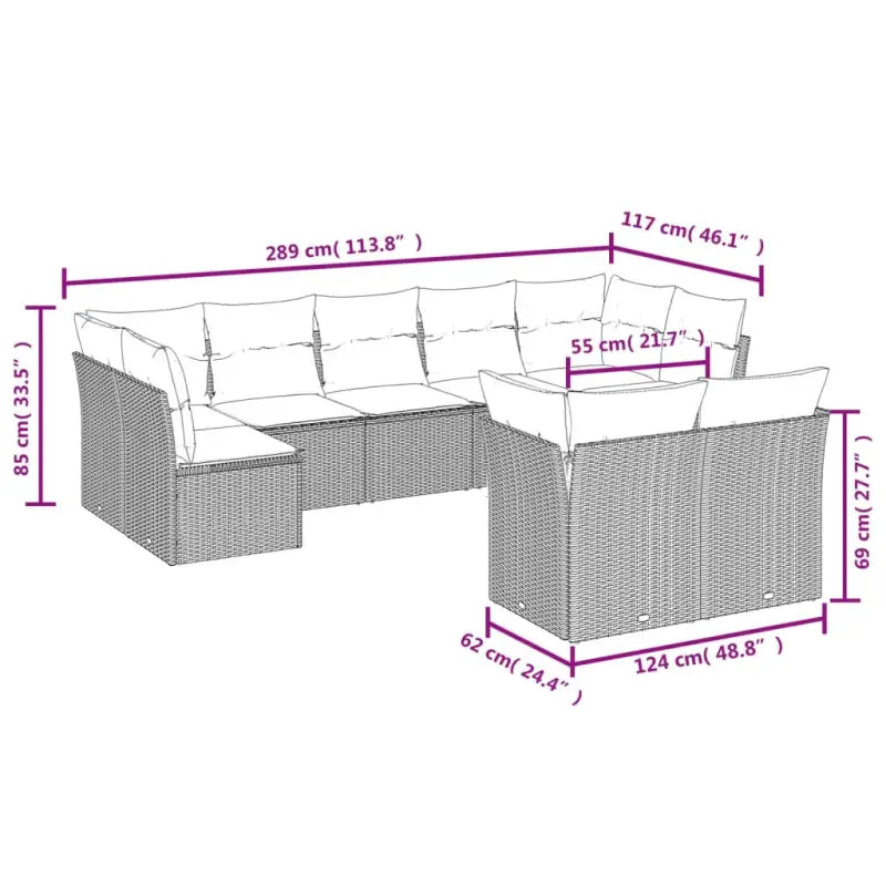 Lounge Tuinset van Poly Rattan Met Waterdichte Tas en Gepoedercoat Staal - Tuinsets