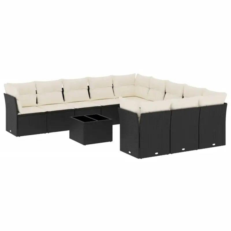 Lounge tuinset van poly rattan met zwart materiaal en gepoedercoat staal - Tuinsets