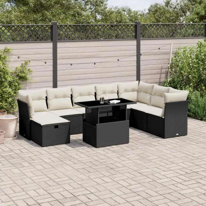 Lounge tuinset van zwart gepoedercoat staal met comfortabele afmetingen - Zwart en crème / zonder opbergruimte