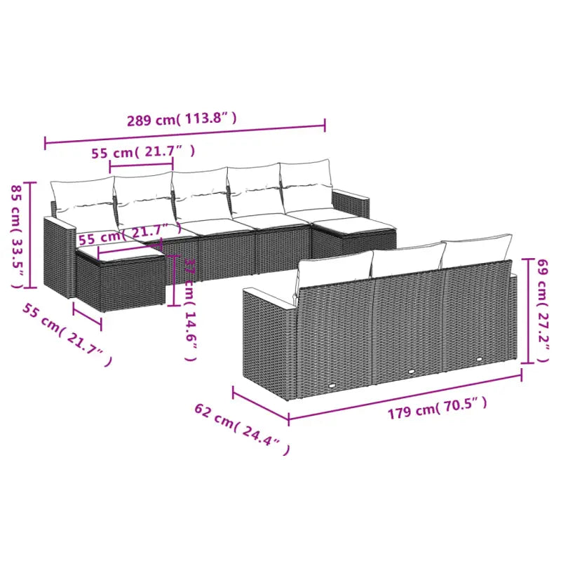 Lounge Tuinset van Zwart Gepoedercoat Staal met Comfortabele Afmetingen - Tuinsets
