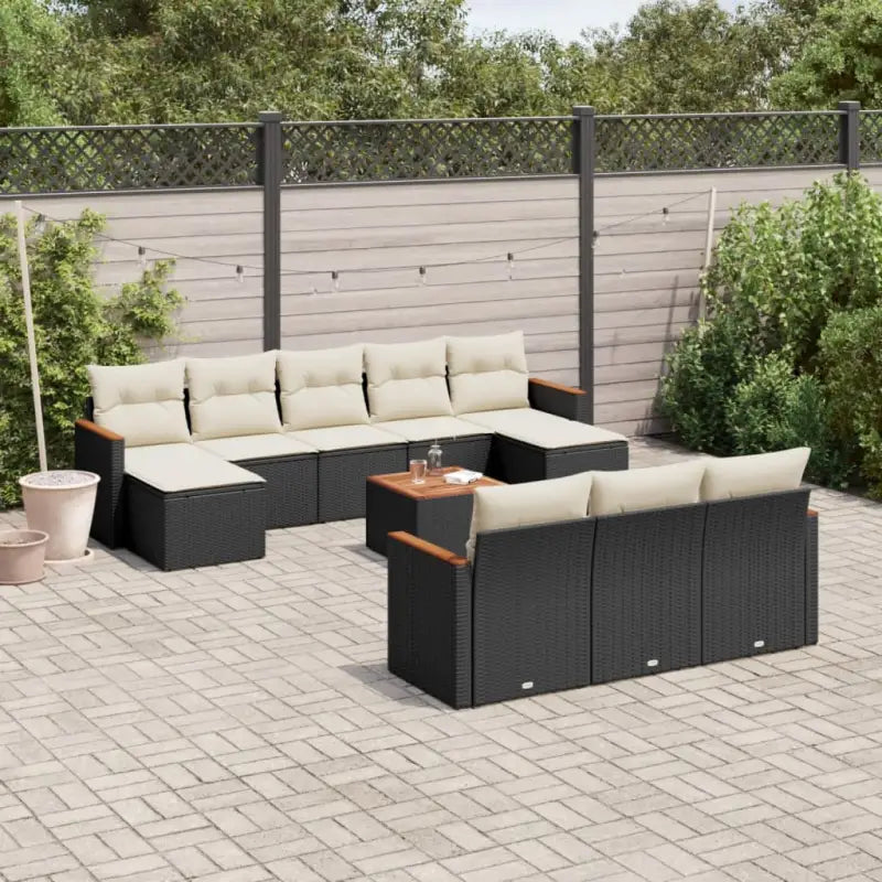 Lounge Tuinset van Zwart Gepoedercoat Staal met Comfortabele Afmetingen - Zwart en crème / Met tafel - Tuinsets