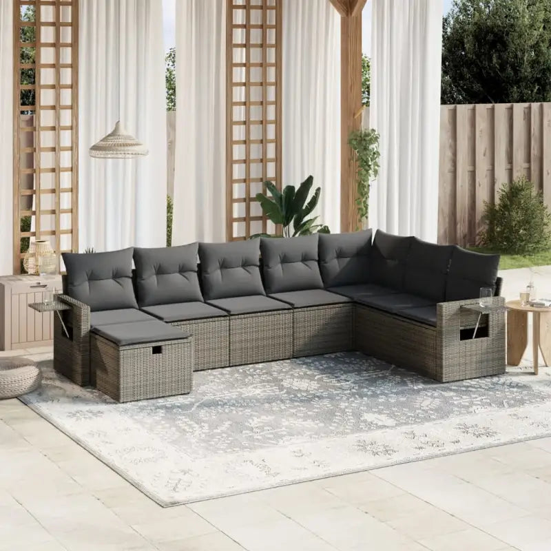 Lounge tuinset van zwart gepoedercoat staal met praktische afmetingen - Grijs / zonder opbergruimte - Tuinsets