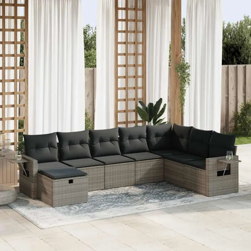 Lounge tuinset van zwart gepoedercoat staal met praktische afmetingen - Grijs / met opbergruimte - Tuinsets