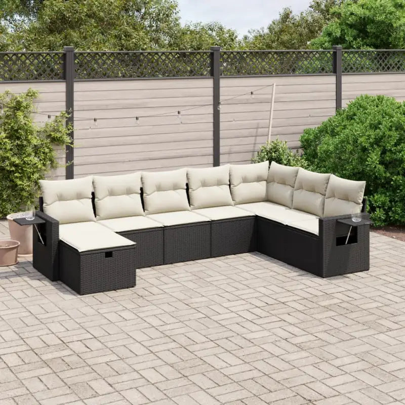 Lounge tuinset van zwart gepoedercoat staal met praktische afmetingen - Zwart en crème / zonder opbergruimte - Tuinsets