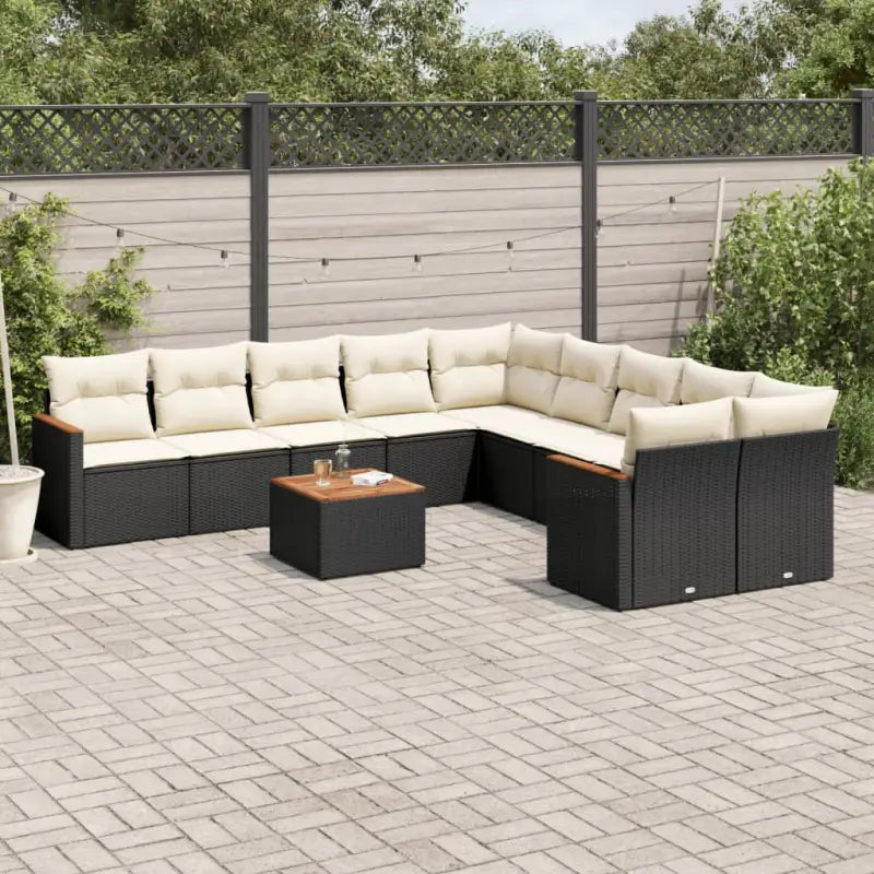 Lounge Tuinset van Zwart Gepoedercoat Staal met Waterdichte Tas - Zwart en crème / Met tafel - Tuinsets