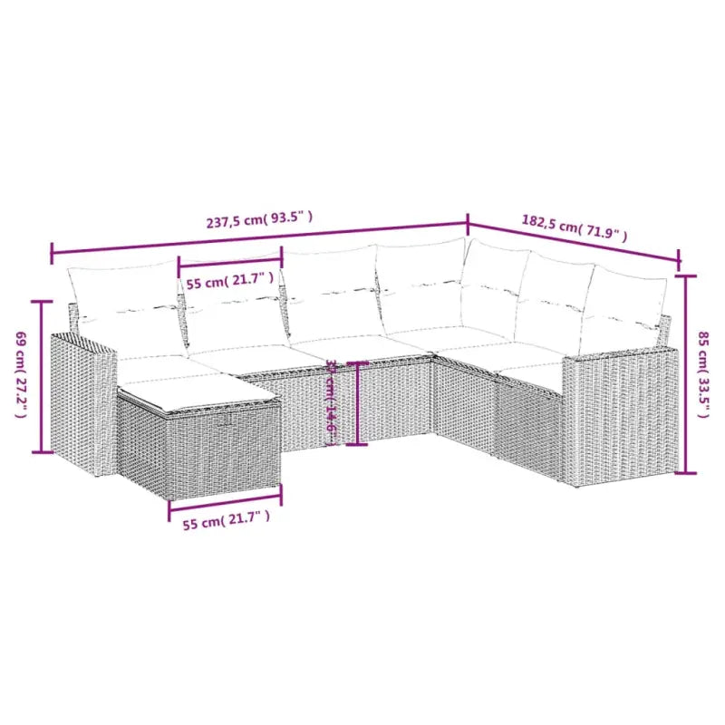 Lounge tuinset van zwart gepoedercoated staal met perfecte afmetingen - Tuinsets