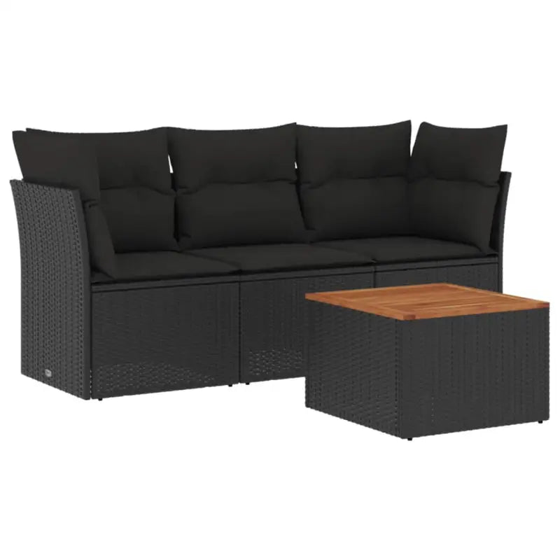 Lounge tuinset van zwart materiaal en gepoedercoat staal met comfortabele afmetingen - Tuinsets