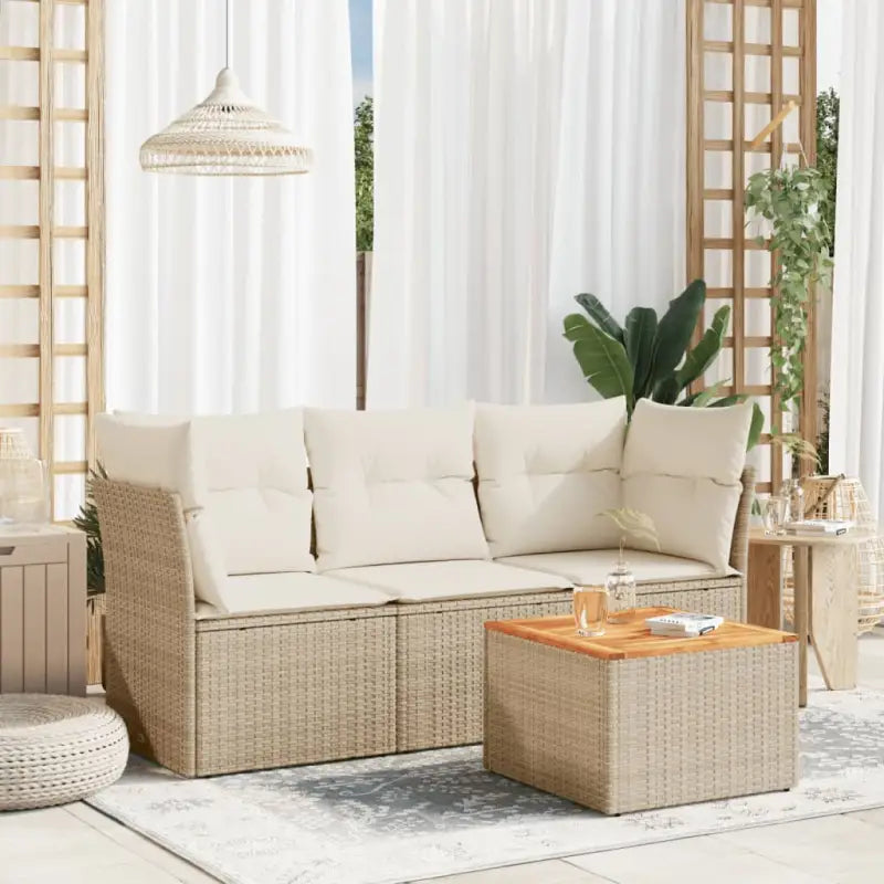 Lounge tuinset van zwart materiaal en gepoedercoat staal met comfortabele afmetingen - beige en crèmekleurig - Tuinsets