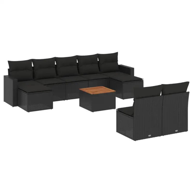 Lounge Tuinset van zwart materiaal en gepoedercoat staal met afmetingen - Tuinsets