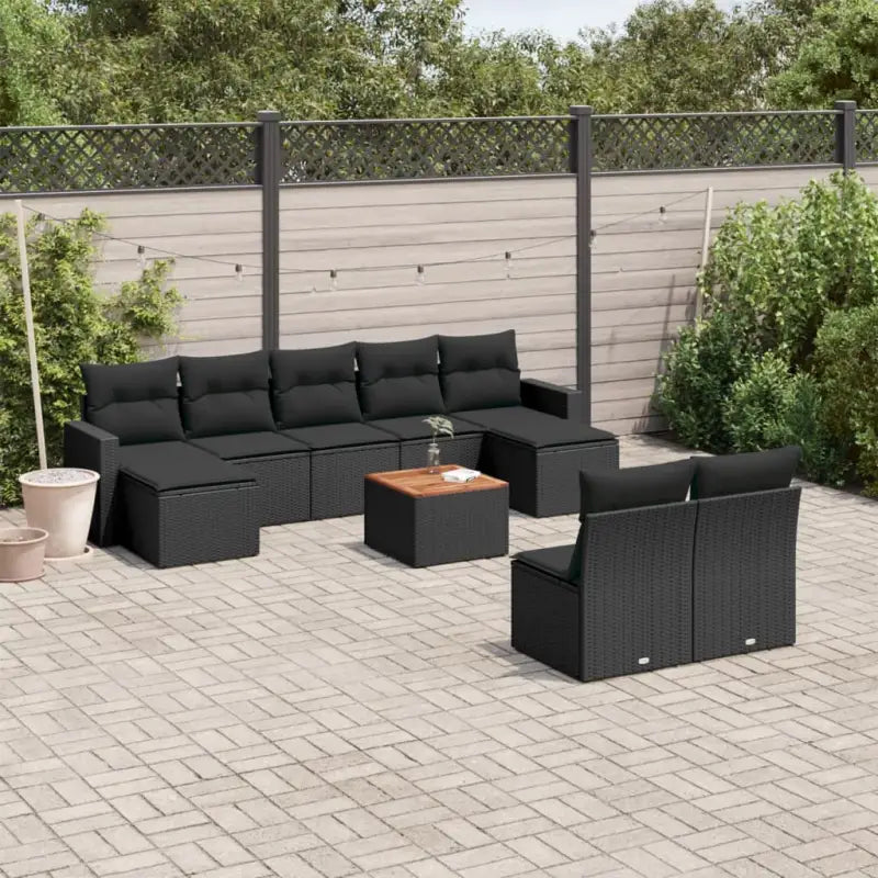 Lounge Tuinset van zwart materiaal en gepoedercoat staal met afmetingen - Tuinsets