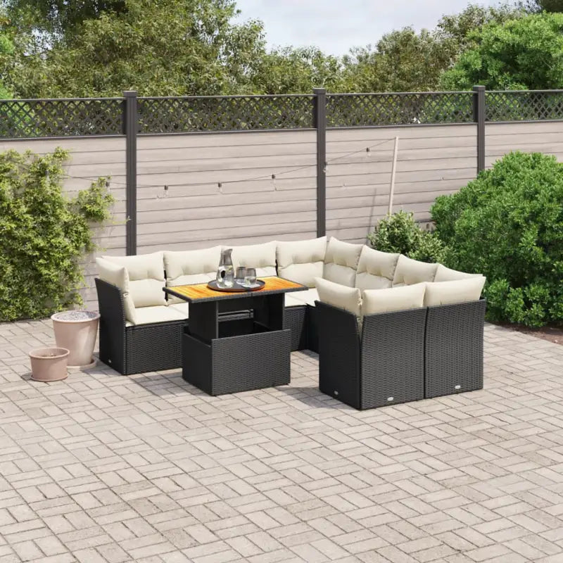 Lounge tuinset van zwart materiaal en gepoedercoat staal met afmetingen - Tuinsets