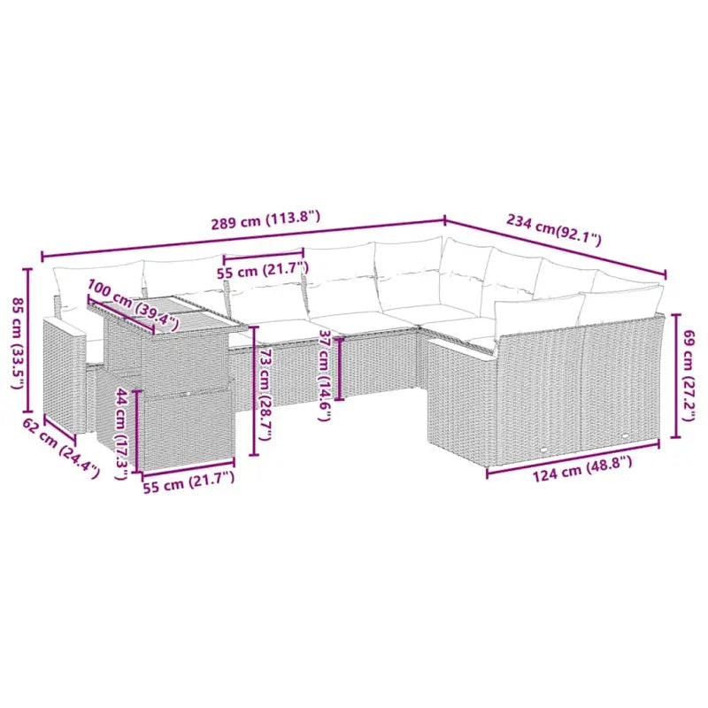 Lounge tuinset van zwart materiaal en gepoedercoat staal voor comfortabel buitenleven - Tuinsets