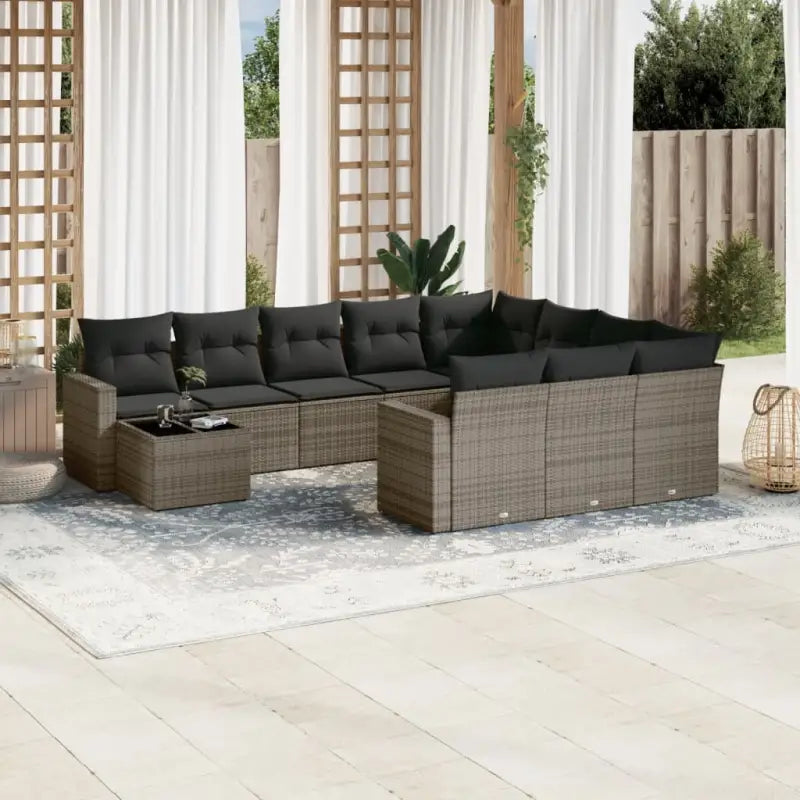 Lounge tuinset van zwart materiaal en gepoedercoat staal geschikt voor je terras - Grijs - Tuinsets