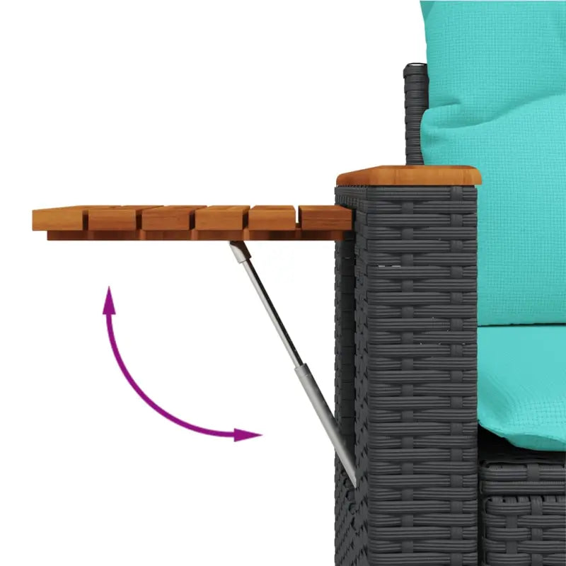 Lounge tuinset van zwart materiaal en gepoedercoat staal met poly rattan - Tuinsets