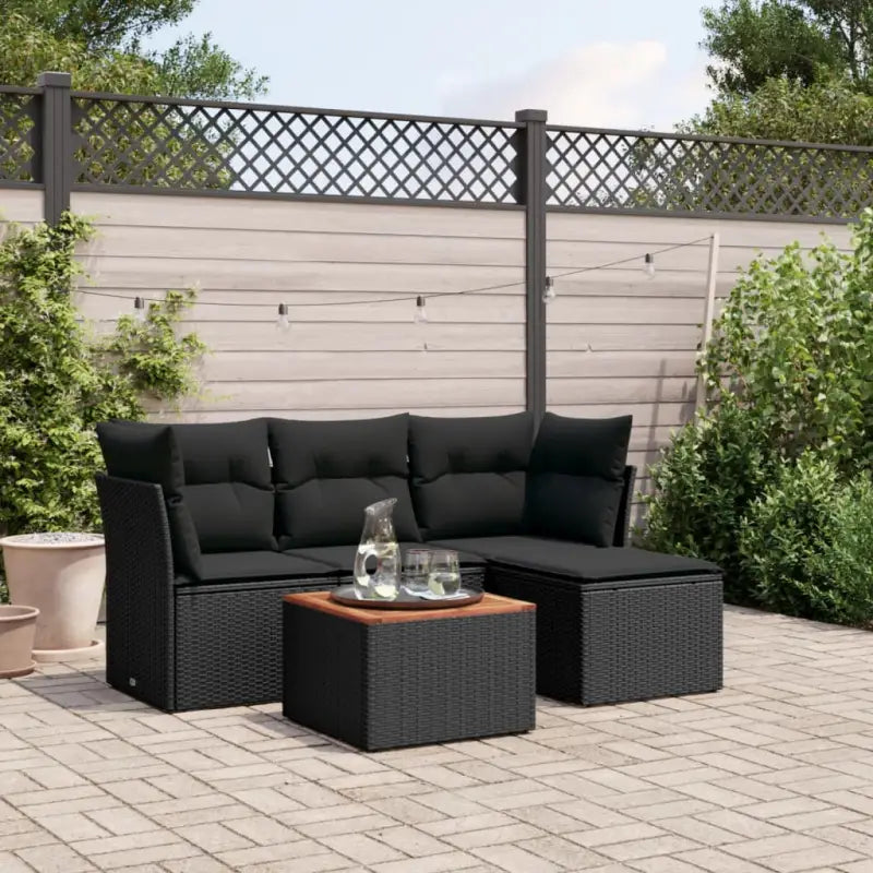 Lounge tuinset van zwart materiaal en gepoedercoat staal met ruime afmetingen - Zwart - Tuinsets