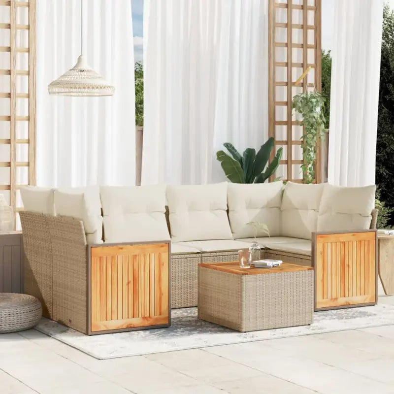 Lounge tuinset van zwart materiaal en gepoedercoat staal voor buiten - beige en crèmekleurig - Tuinsets