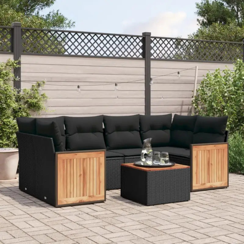 Lounge tuinset van zwart materiaal en gepoedercoat staal voor buiten - Zwart - Tuinsets