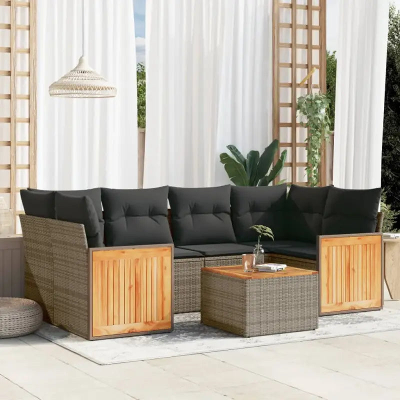 Lounge tuinset van zwart materiaal en gepoedercoat staal voor buiten - Grijs - Tuinsets