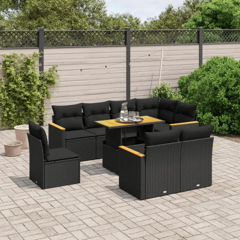 Lounge tuinset van zwart materiaal en gepoedercoat staal voor buiten - Tuinsets