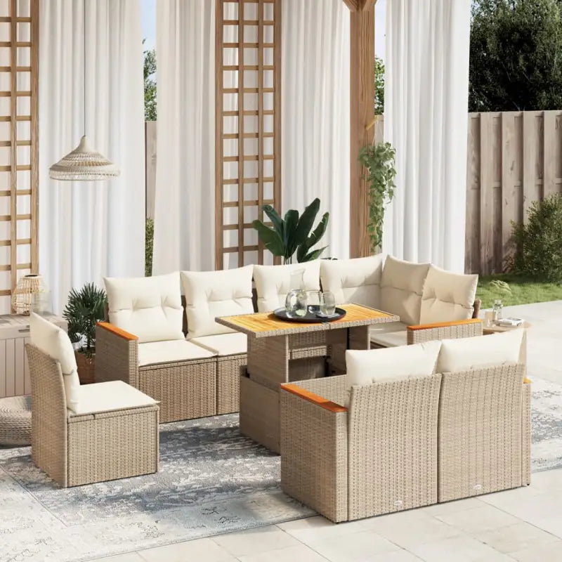 Lounge tuinset van zwart materiaal en gepoedercoat staal voor buiten - beige en crèmekleurig / zonder opbergruimte