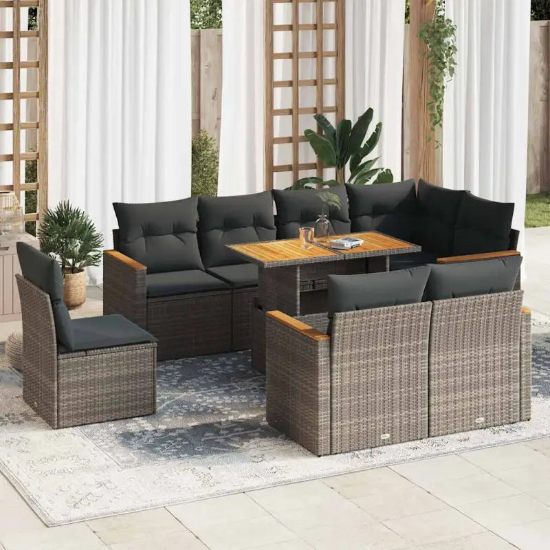 Lounge tuinset van zwart materiaal en gepoedercoat staal voor buiten - Grijs / met opbergruimte - Tuinsets