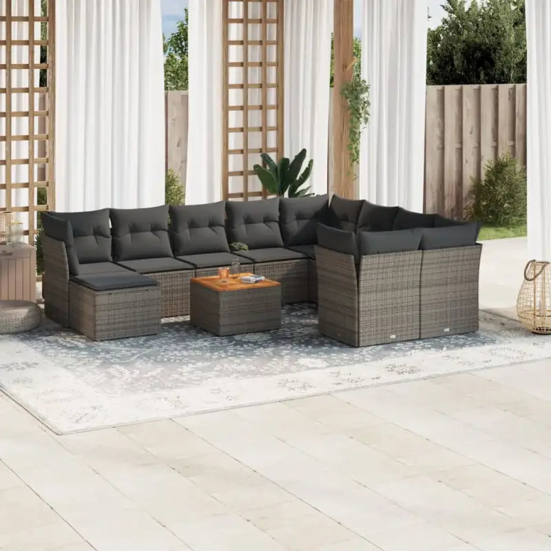 Lounge Tuinset van Zwart Materiaal met Gepoedercoat Staal Afmetingen - Grijs - Tuinsets