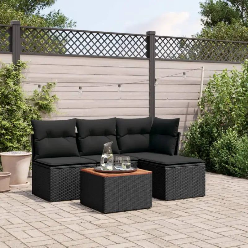 Lounge Tuinset van zwart materiaal met waterdichte tas en gepoedercoat staal - Tuinsets