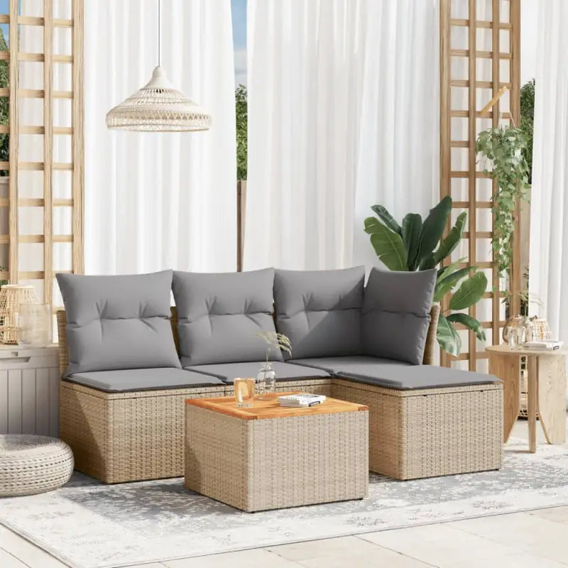 Lounge Tuinset van zwart materiaal met waterdichte tas en gepoedercoat staal - beige mix en lichtgrijs - Tuinsets